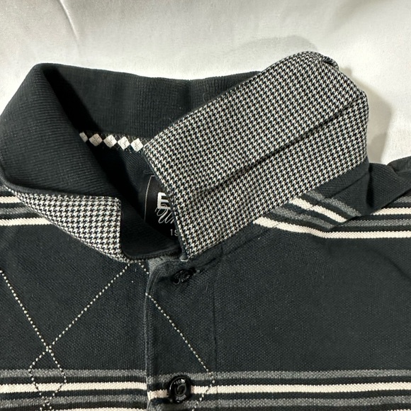 2000s ECKO EMBROIDERED POLO LARGE BLACK RHOMBUS STRIPED - Picture 5 of 15